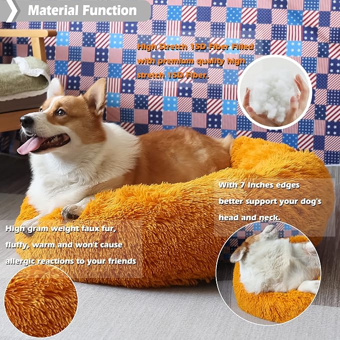 Calming Dog Bed for Medium Dogs Washable Donut 30 inches Anti-Slip Pet Bed - Image 4