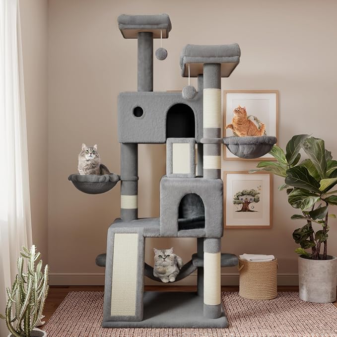 SHA CERLIN 65in Larger Cat Tree Tower Condo - Image 2