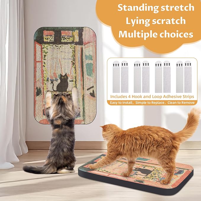 Art Cat Scratcher, Wall-Mountable Cat Scratching Board, Cat Wall Scratcher - Image 3
