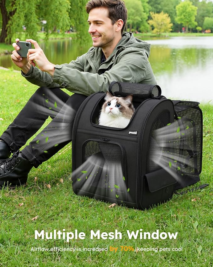 Pecute Cat Backpack Carrier XL, Expandable Pet Backpack - Image 7