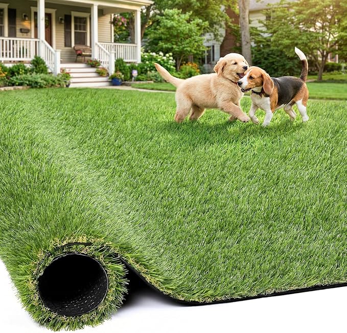 Artificial Grass Rug Indoor Outdoor, 7.7 x 8.7FT Faux Grass Turf by JOCOEVOL