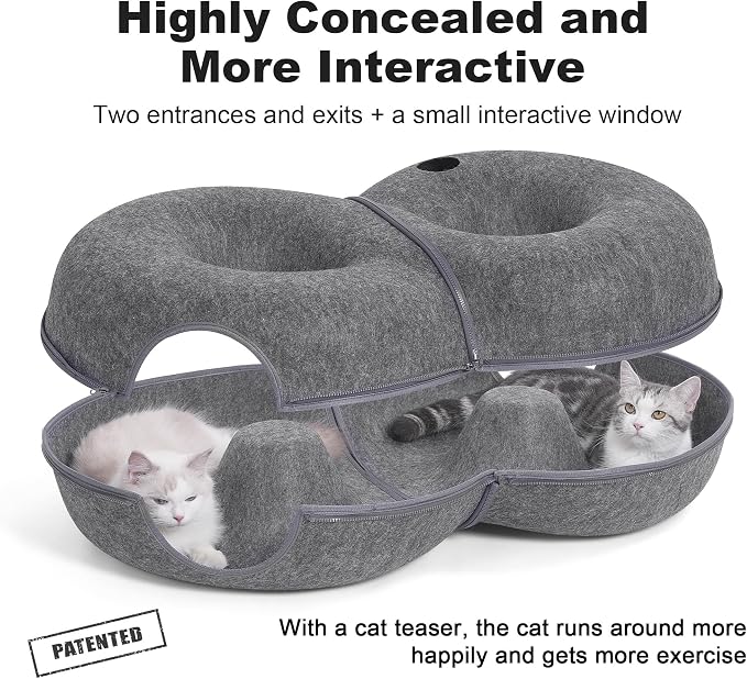 8-Shaped Large Cat Tunnel Bed for Indoor Cats, Infinite Circulation Peekaboo - Image 3