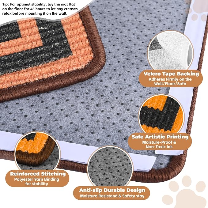 Cat Scratcher Mat, 23.6x15.7 Inch Natural Sisal Cat Scratch Pad, Horizontal Cat - Image 3