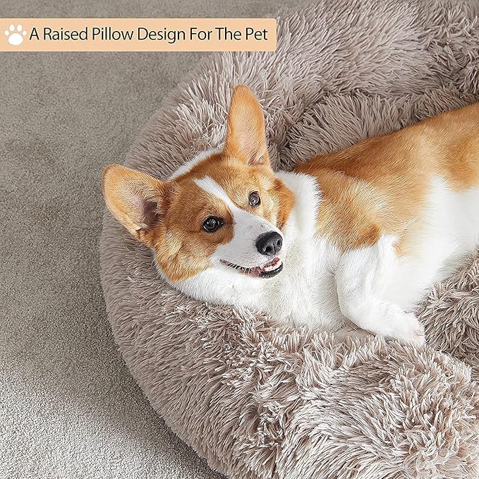 WNPETHOME Calming Dog Bed Cat Bed Donut, Faux Fur Pet Bed Self-Warming Donut - Image 4