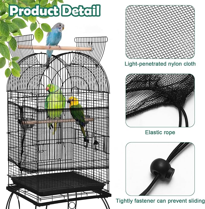 2 Pack Bird Cage Seed Catcher Guard, Bird Cage Cover, Heavy Duty Adjustable - Image 3
