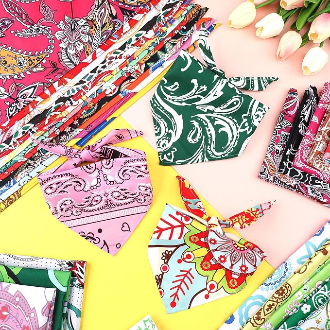 100 Pcs Paisley Dog Bandanas Bulk Pet Bibs Colorful Triangle Scarf Pet Paisley - Image 7