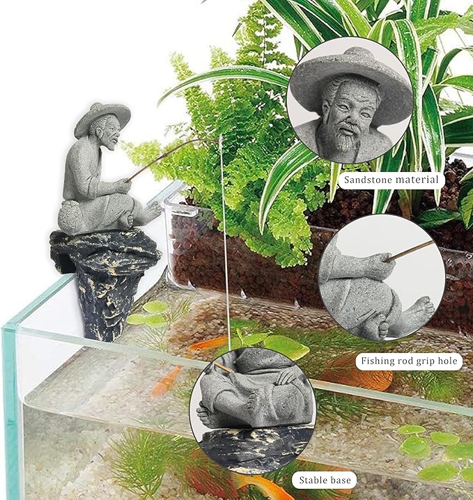 LIYAOLI Mini Fisherman Statue for Aquarium Decor - Image 4