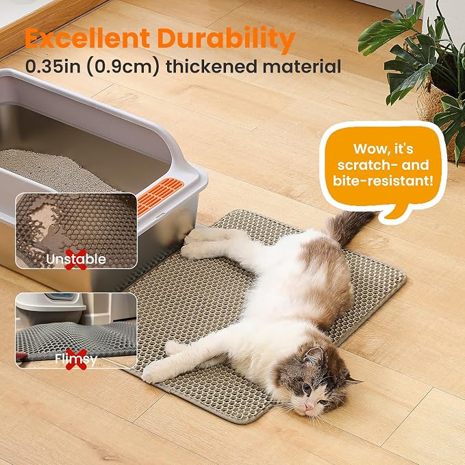 Cat Litter Mat, 24x18 Inches Large Double Layer Honeycomb Cat Litter Trapping - Image 5