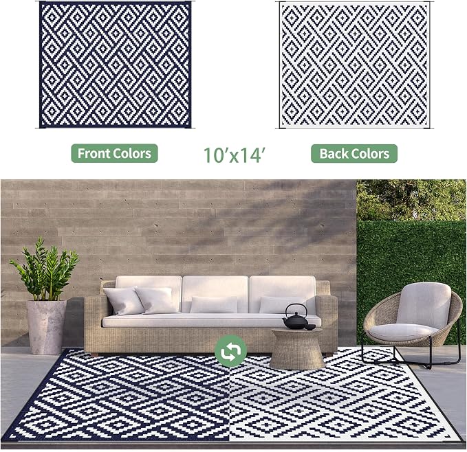 GENIMO Outdoor Rug for Patio Clearance, Reversible Plastic Straw Rugs for RV - Image 4