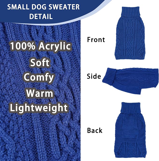 Dog Sweaters Small Dog Clothes Winter Turtleneck Puppy Sweater Warm Pet Cat - Image 4