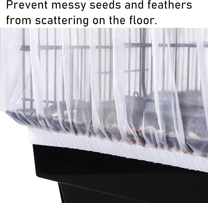 Tamu style Bird Cage Seed Catcher, Stretchy Form Fitting Mesh Skirt Cover - Image 2