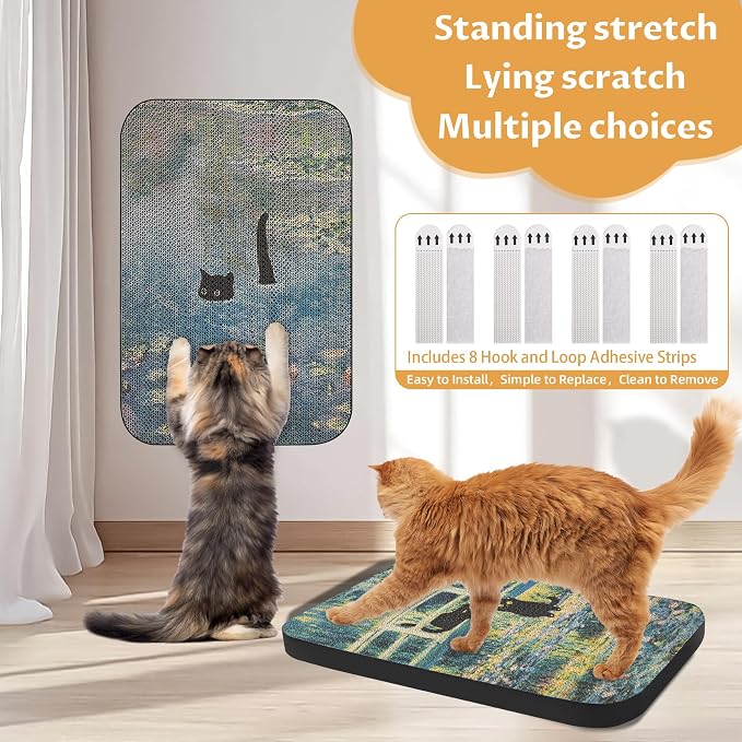 2 Pack Art Cat Scratcher, Wall-Mountable Cat Scratch Pad, Wall Cat Scratcher - Image 3