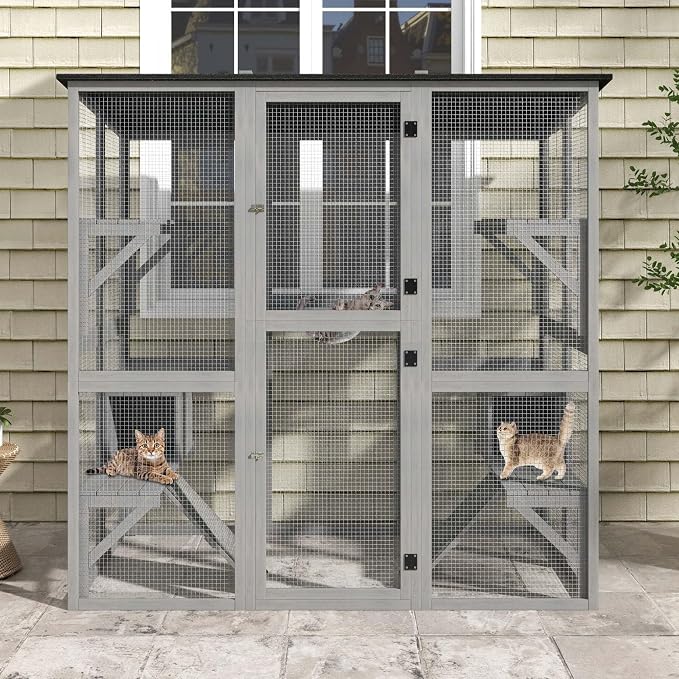 DWVO Cat House Outdoor Catio Kitty Enclosure 71" Walk in Cat Kennel Large - Image 6