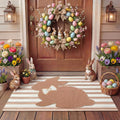 Tinideya 2 Pcs Bunny Door Mat Rabbit Welcome Non Slip Coir Mats Brown and White by Tinideya