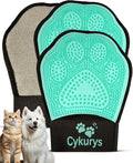 Pet Hair Removal Glove for Dogs & Cats, 2-in-1 Double-Sided Pet Grooming Glove by Cykurys