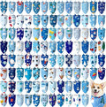 100 Pcs Winter Dog Bandanas Bulk Pet Bibs Blue Triangle Scarf Snowflake Pet by Huhumy