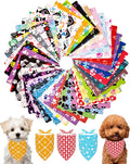 PET SHOW 50 Pack Paw Pattern Small Dog Bandanas Bulk XS Washable Puppy Girl Boy by PETSHOW