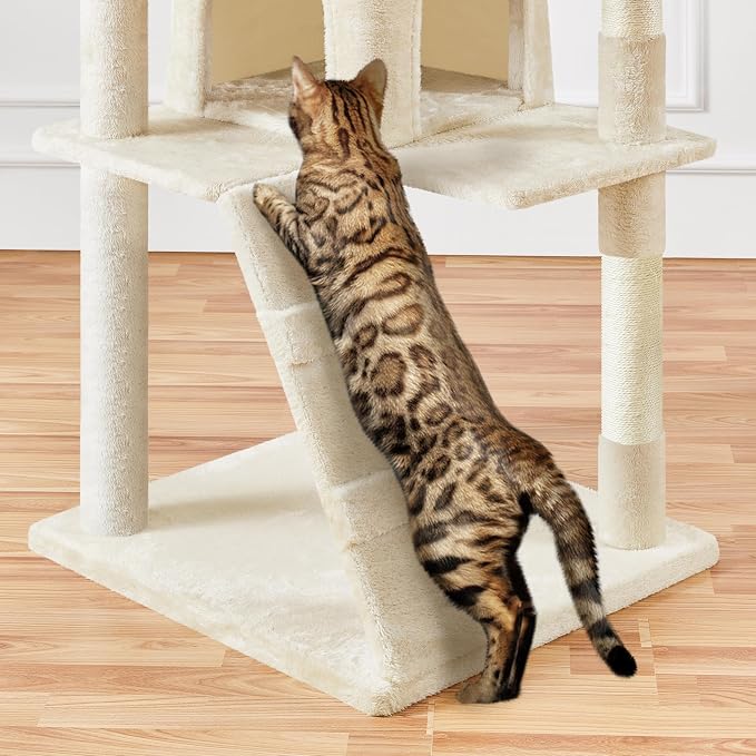 Yaheetech XL Cat Tree, 80in Multi-Level Cat Tower w/Scratching Posts, Double - Image 9