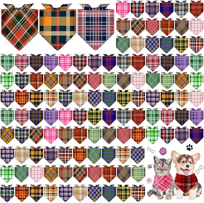 Sanwuta 120 Pcs Stripe Dog Bandanas Bulk Bandanas by Sanwuta