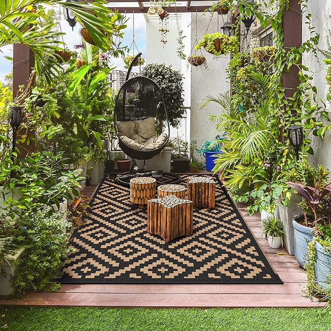 GENIMO 5x8 Outdoor Rug Waterproof, Reversible Mats, Area Rug, Plastic Outside - Image 3
