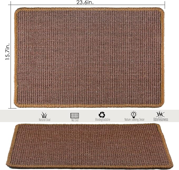 Cat Scratching Mat, 23.6 x 15.7inch Sisal Cat Scratchers - Image 2