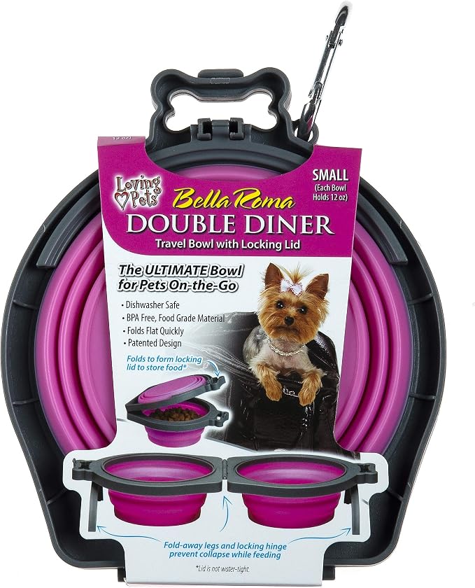 Loving Pets Bella Roma Double Diner Collapsible Dog Bowls by Loving+Pets
