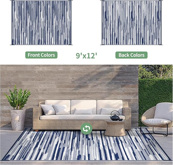 GENIMO Outdoor Rug for Patio Clearance, Reversible Plastic Straw Rugs for RV - Image 2