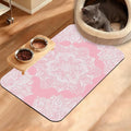 Pet Feeding Mat, Boho Mandala Absorbent Dog Cat Food Mat Pink Flower Dog Mat by Unknown