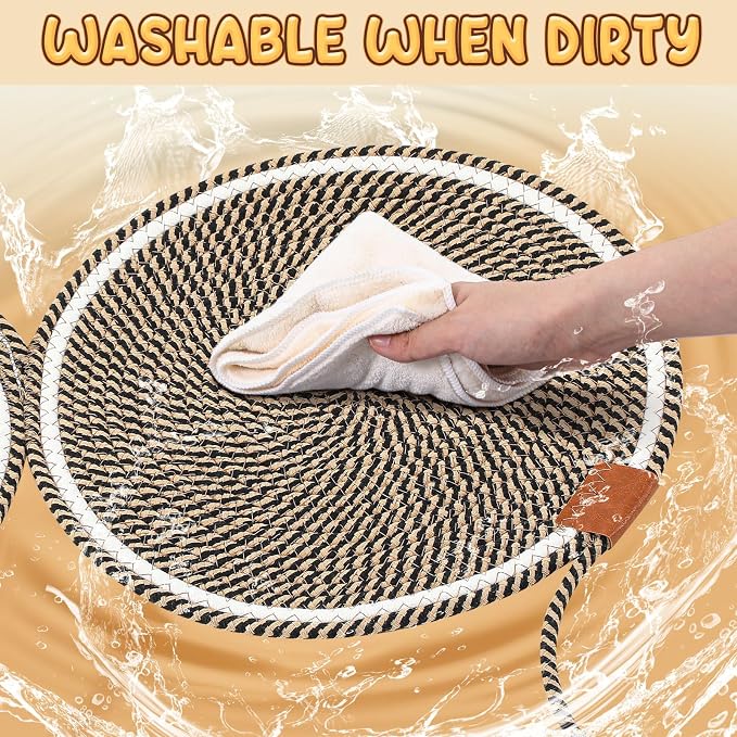 25.6 Inch Large Scratching Mat for Indoor Cats Natural Cotton Rope Flat - Image 5