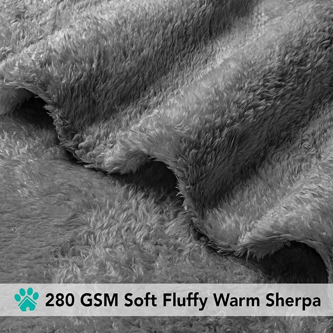 PetAmi Dog Blanket for Large Dogs Grey, Fluffy Soft Sherpa Fleece for Puppy - Image 4