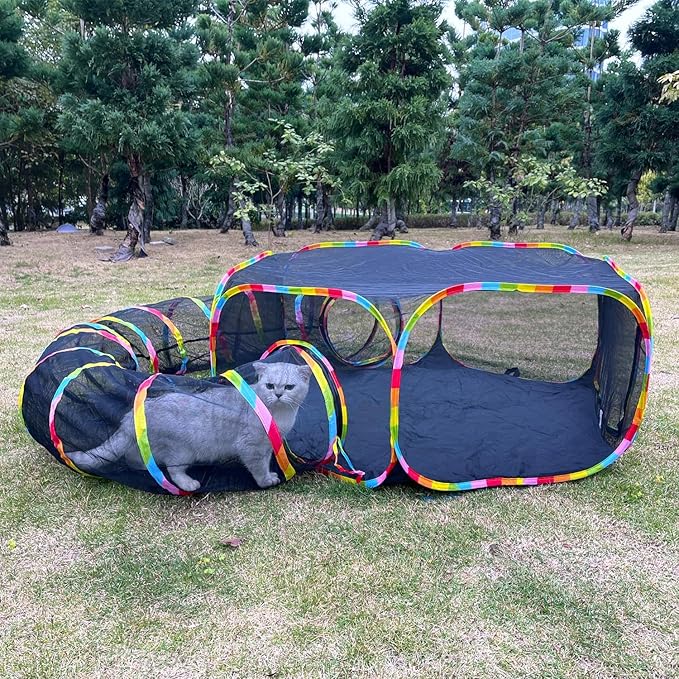 Outdoor Cat Enclosures, Cat Playground Portable Mesh Tent, Outside Circle by GONPETGP
