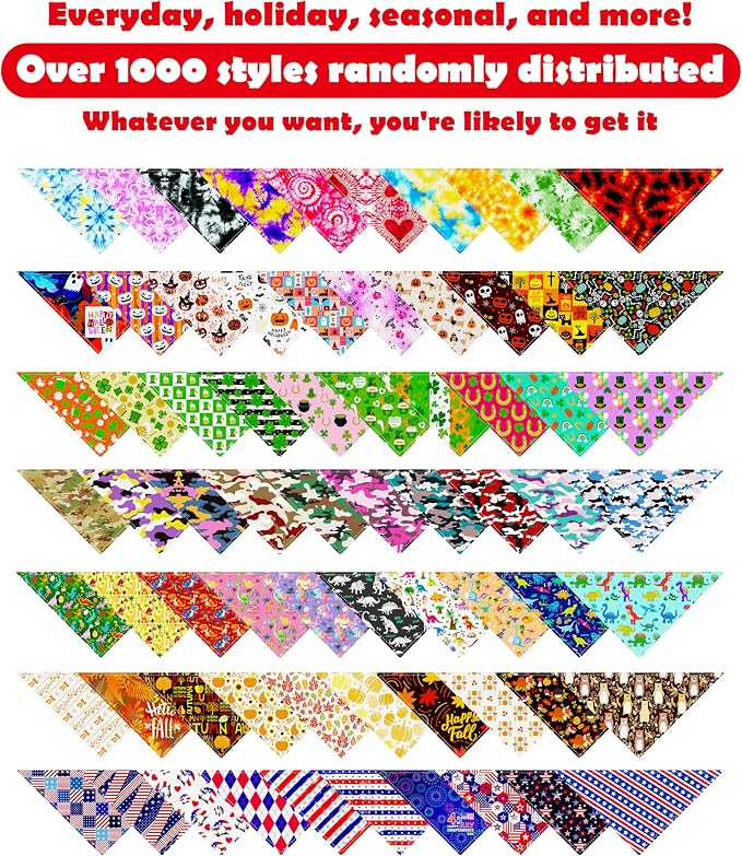 PET SHOW 50 Pack Big Dog Bandanas Bulk XL Assorted Random Dog Scarves Bibs - Image 3