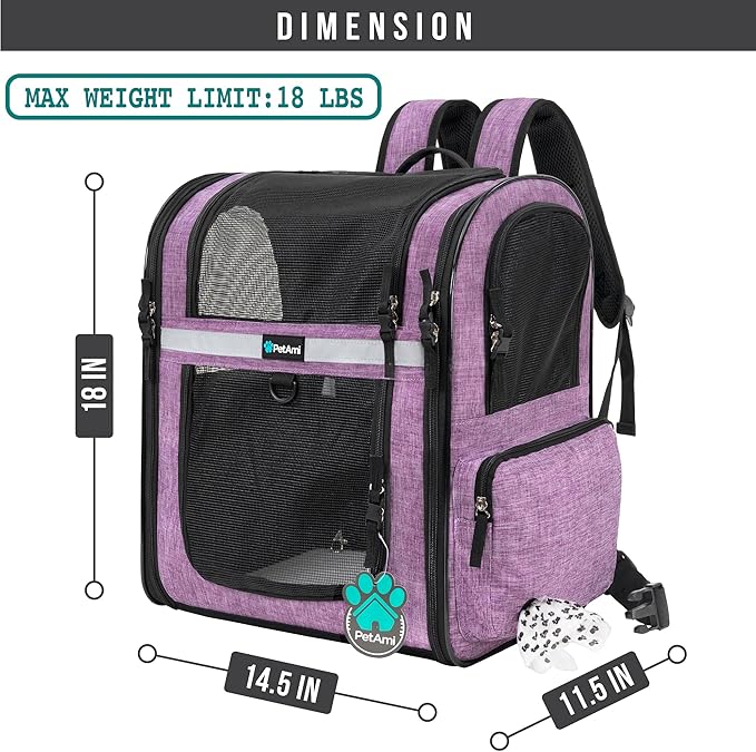 PetAmi Dog Backpack Carrier For Small Large Cat, Ventilated Pet Hiking Backpack - Image 2