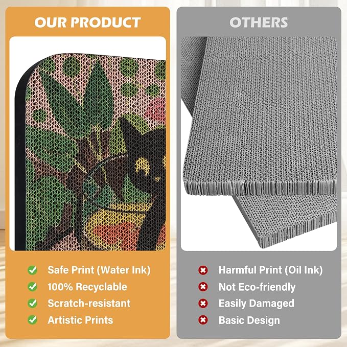 2 Packs Art Cat Wall-Mountable Scratching Board 16.7x11x1 Inch Cat Wall Scratch - Image 6