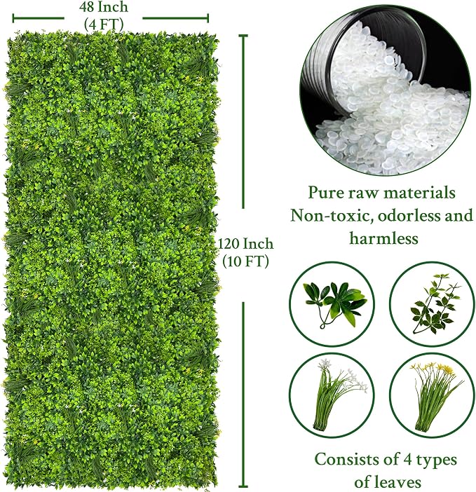Artificial Plant Wall Roll: 48 X120 in UV-Anti Ivy Privacy Fence Screen Faux - Image 2