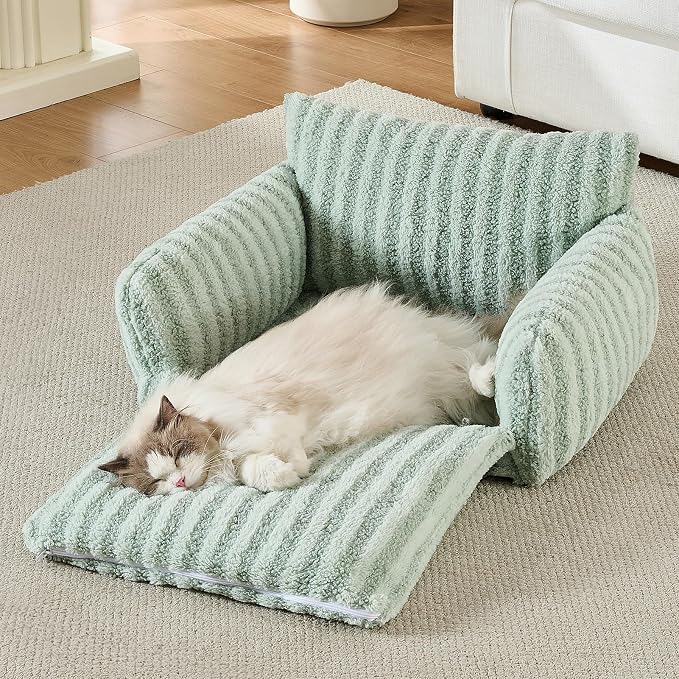 Hollypet Cat Bed Fluffy Plush Mutifuctional Double-Layer Soft Pet Couch - Image 6