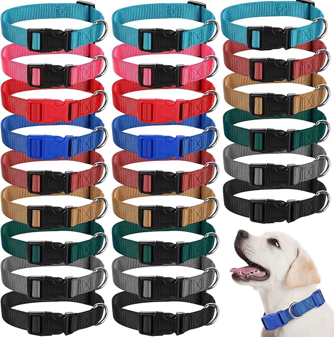 Amylove 27 Pcs Dog Collar Bulk Adjustable Nylon Puppy Collar by Amylove