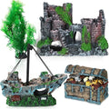 Wenqik Aquarium Decorations Large, Resin Sunken Shipwreck, Undersea Treasure by Wenqik