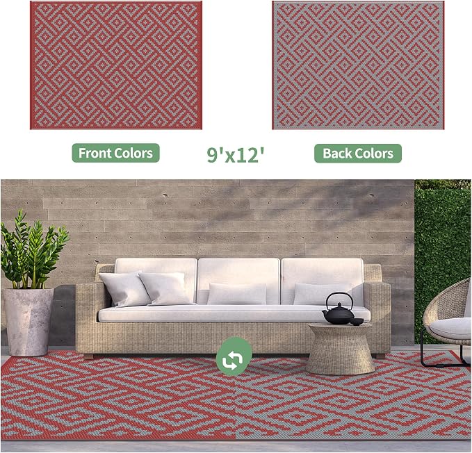 GENIMO Outdoor Rug for Patio Clearance, Lightweight Waterproof RV Camping Mat - Image 2