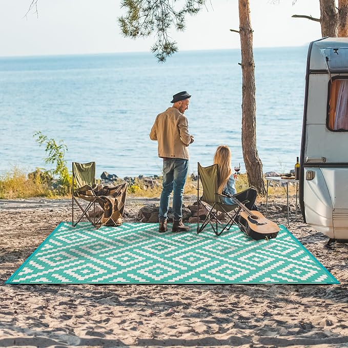 GENIMO Outdoor Rug for Patio Clearance, Reversible Plastic Straw Rugs for RV - Image 2
