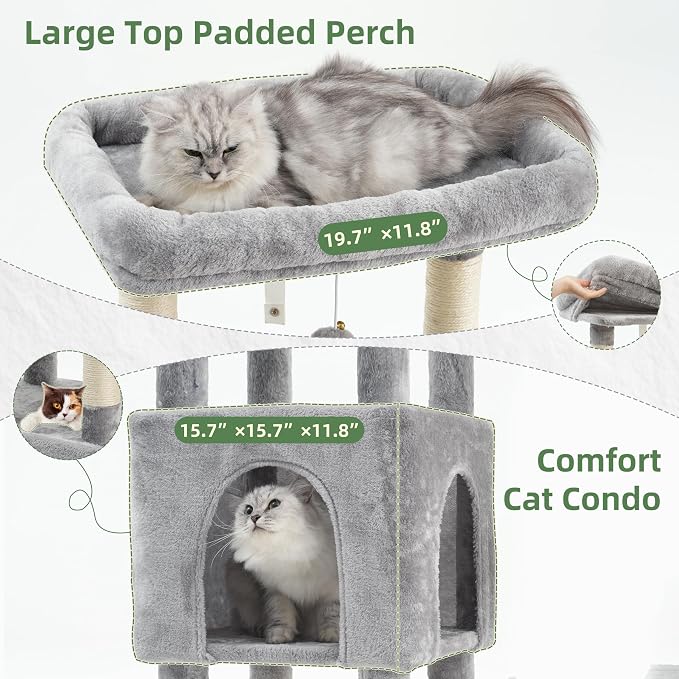 Cat Tree for Indoor Cats Large Adult, Heavy Duty Cat Tree for Large Cats 20 lbs+ - Image 3