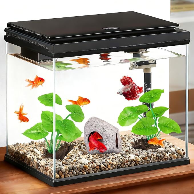 MyLifeUNIT Fish Tank Decor, Silk Aquarium Plants and Hideaway Rock Cave Decor - Image 2