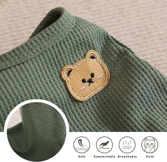Waffle Knit Cat & Dog T Shirt for Small Dogs, Stretchable Puppy Shirt for - Image 3
