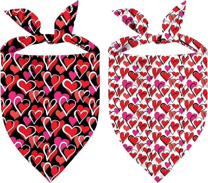 Valentines Dog Bandana Reversible Triangle Bibs Scarf Mother's Day Bandanas by Unknown