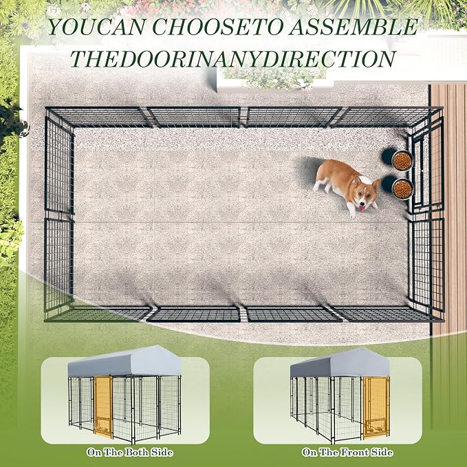 Grepatio Outdoor Dog Kennel for Large Dogs, Heavy Duty Welded Wire Steel Dog - Image 4
