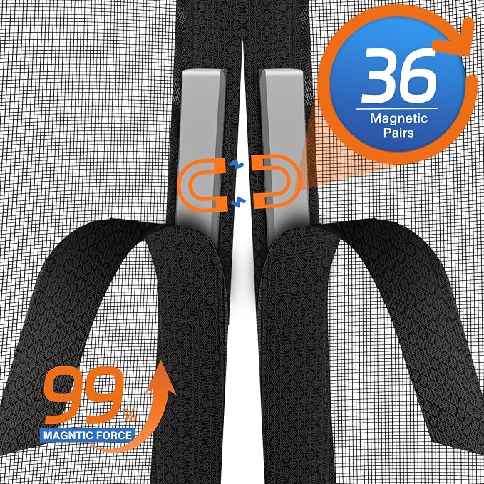 Magnetic Screen Door Mesh Left Right Side Opening Upgraded PET Material Mesh - Image 4