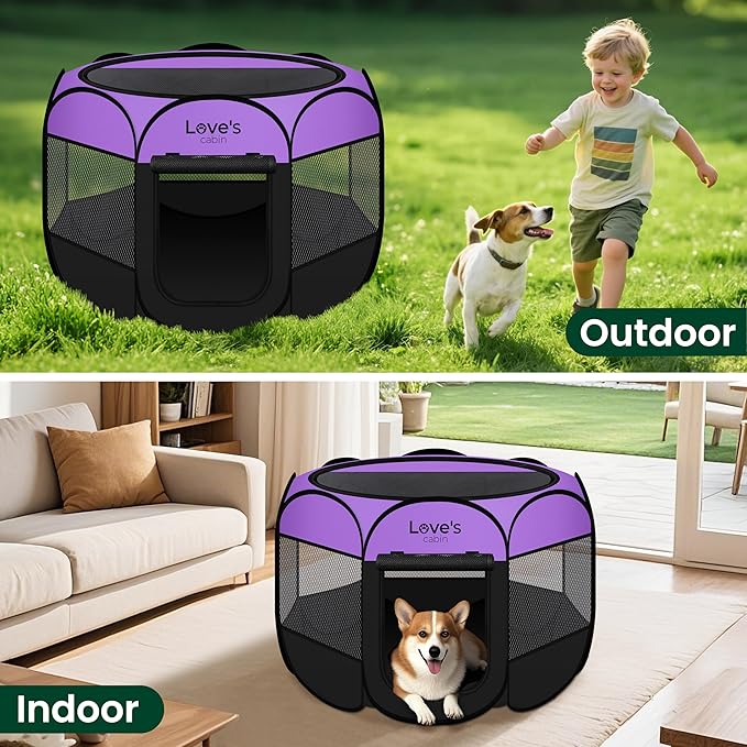 Love's cabin Pet Puppy Dog Playpen, Medium Dog Tent Crates Cage Indoor/Outdoor - Image 7
