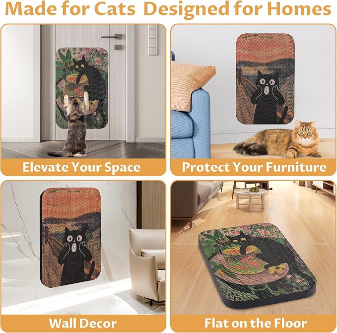 2 Packs Art Cat Wall-Mountable Scratching Board 16.7x11x1 Inch Cat Wall Scratch - Image 5