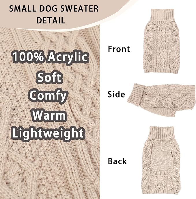 Dog Sweaters Small Dog Clothes Winter Turtleneck Puppy Sweater Warm Pet Cat - Image 5