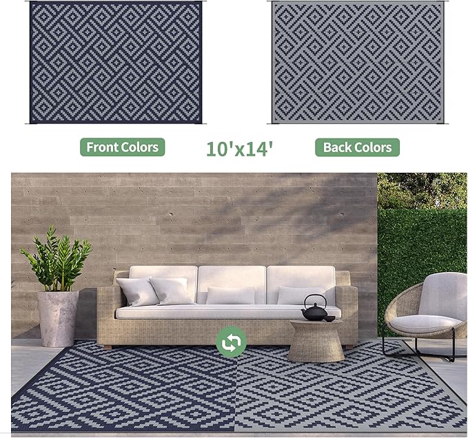 GENIMO Outdoor Rug for Patio Clearance, Reversible Plastic Straw Rugs for RV - Image 4
